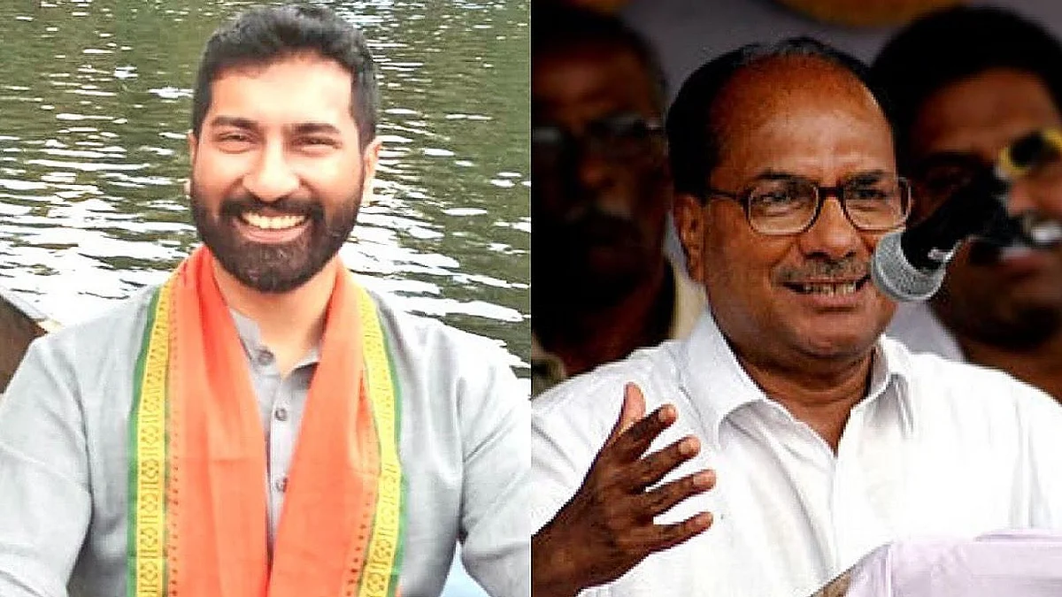 Congress veteran A.K. Antony (right) will hit the campaign trail for Chandy Oommen, his son Anil Antony (Left) would seek votes for BJP's Lijin Lal (Photo: Wikipedia, Twitter/ @anilkantony)