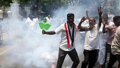 AIADMK workers celebrated and also burst fire to express their happiness (Photo: IANS)