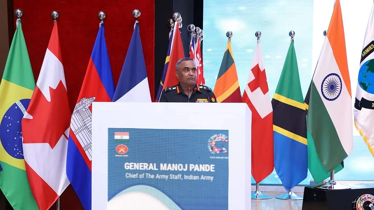 Gen Manoj Pande emphasizes 'unity of effort' to confront Indo-Pacific challenges at the Armies Chiefs Conference. (photo: @adgpi/X)