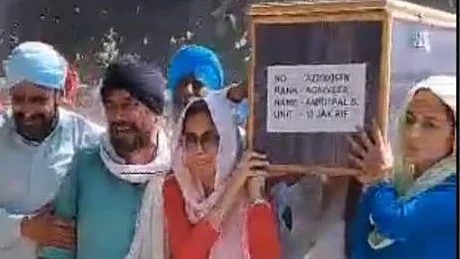 Amritpal's body being taken for the last rites (Photo courtesy: social media) 