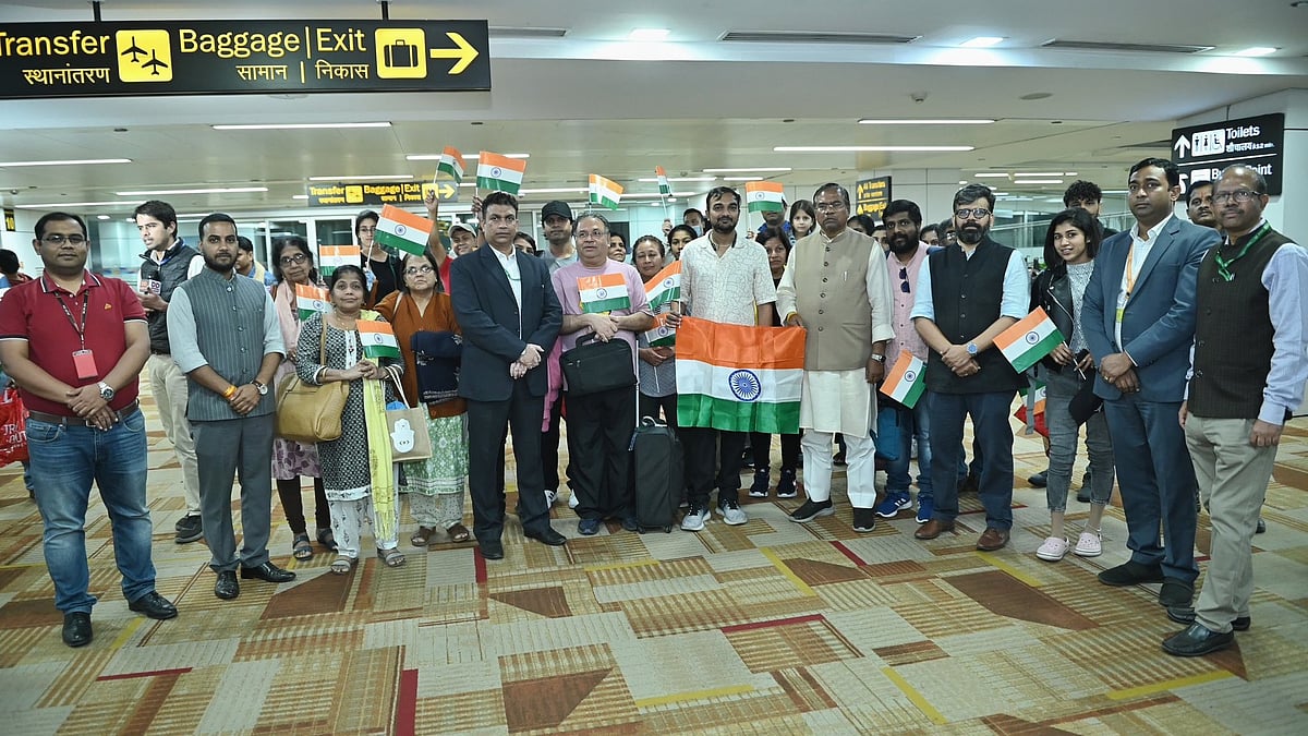 The passengers were received at the airport by Union Minister Faggan Singh Kulaste (photo: @MEAIndia/X)