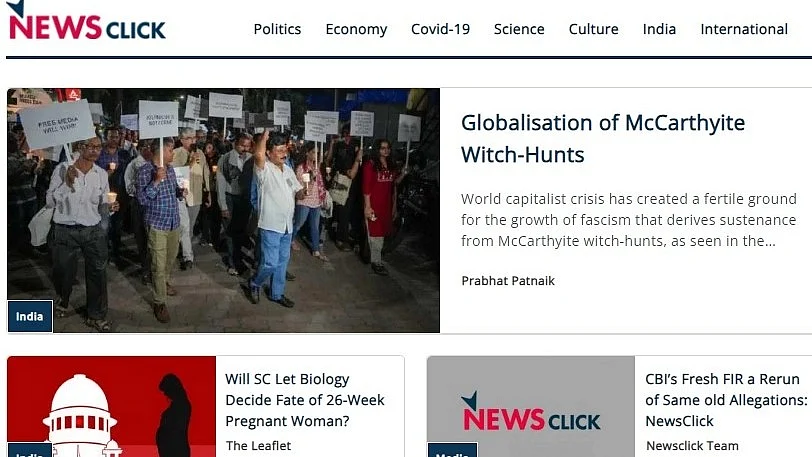 Screengrab of the NewsClick portal home page
