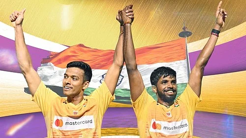 Satwiksairaj Rankireddy (right) and Chirag Shetty have made history at the Hangzhou Asian Games (photo: IANS)