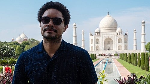 South African comedian Trevor Noah in front of the Taj Mahal (photo: IANS)