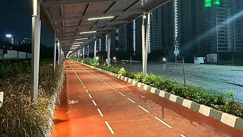 Hyderabad's new cycling track features 16,000 solar panels generating 16 MW of power and will be open 24X7 (photo: IANS)