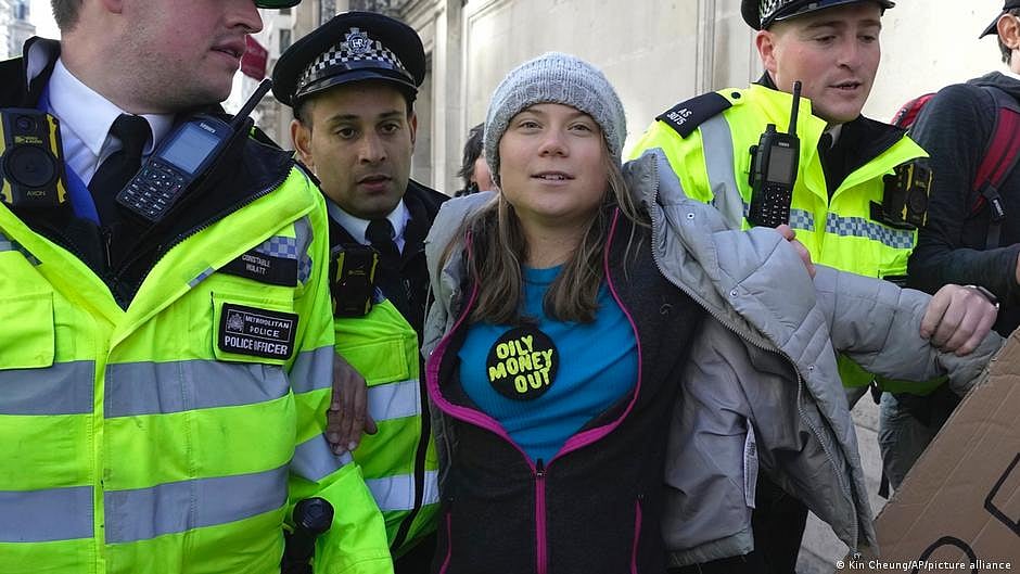 Thunberg was participating in a protest supported by Greenpeace, among others (photo: DW)