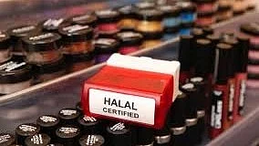 Representative photo of a 'halal certified' stamp in what appears to be a tray of colour cosmetics (photo: National Herald archives)