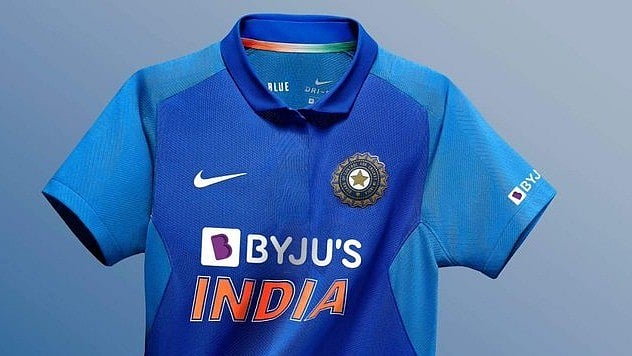 An order jersey of the Indian cricket team with the 'Byju's India' logo and legend (photo: IANS)
