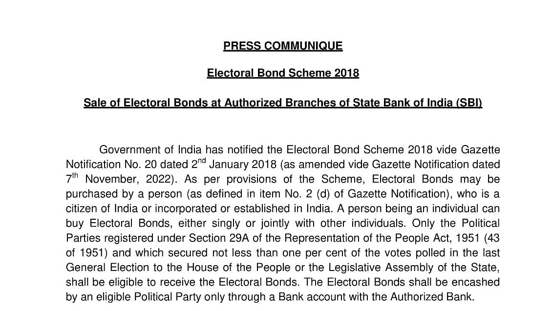Electoral bonds back on sale from 6 to 20 Nov, says Govt of India