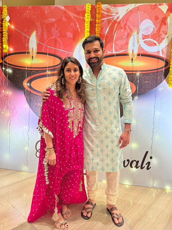 Indian skipper Rohit Sharma with his wife Ritika (Photo: @ImRo45/X)