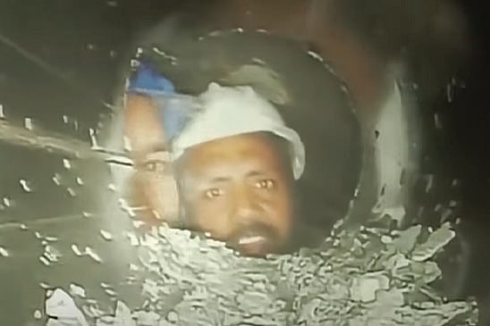 Trapped workers seen with the help of an endoscopic camera