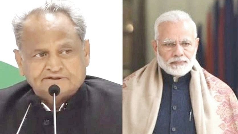 Rajasthan Chief Minister Ashok Gehlot (L) and Prime Minister Narendra Modi (R)
