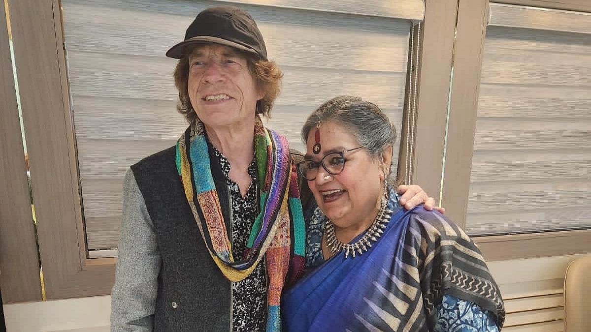 Mick Jagger with singer Usha Uthup