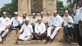 Maratha MLAs protest to show solidarity with Manoj Jarange-Patil, who is on a rigorous hunger strike for the ninth day. (Photo: IANS)