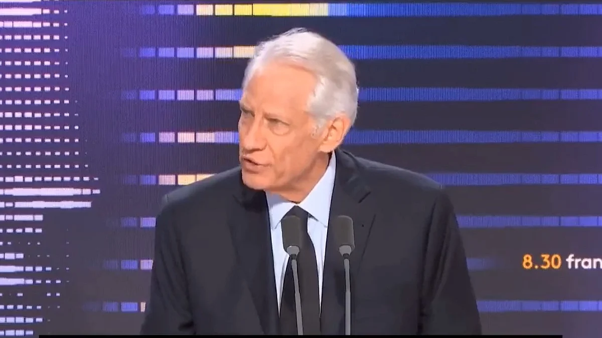 Screengrab of of Dominique de Villepin, former PM of France giving an interview on Gaza (@RnaudBertrand/X)