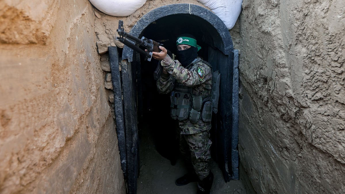 Hamas' Al-Qassam Brigades signal readiness to release 50 women and children hostages held in Gaza in exchange for a ceasefire. (representative image) (Photo:  Yousef Masoud/SOPA Images/LightRocket via Getty Images)