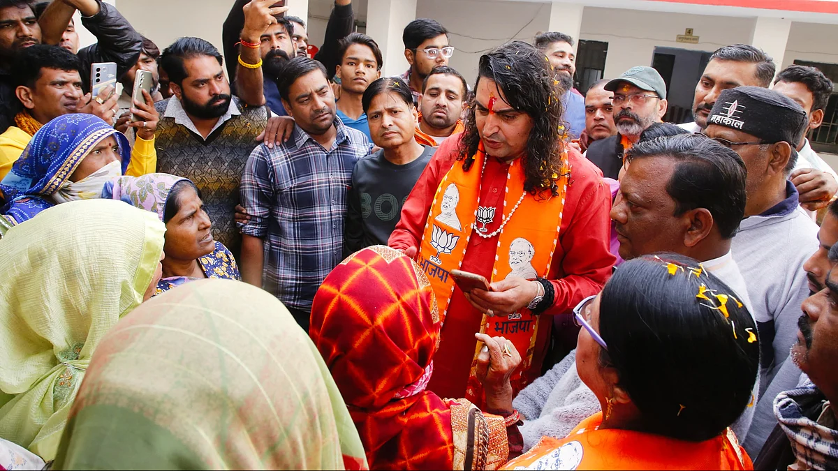 Swami Bal Mukund, who runs an ashram near Jaipur, has been a religious activist (photo: @BMacharyaBJP/ X)
