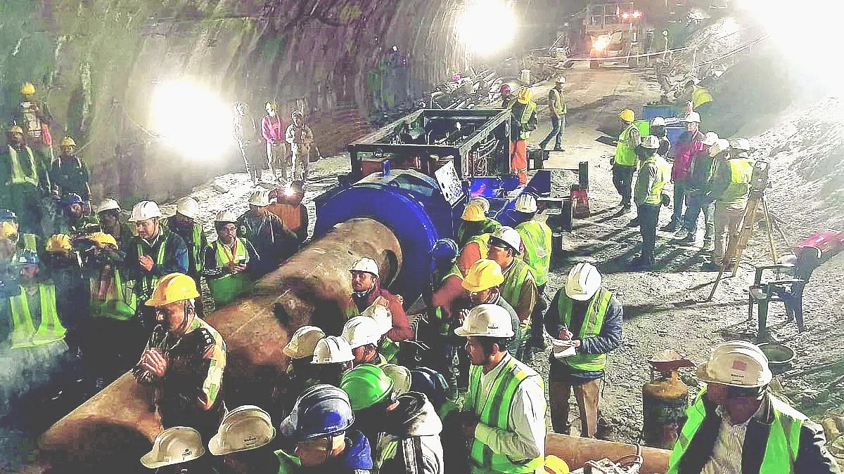 Ongoing rescue operations at the Silkyara tunnel