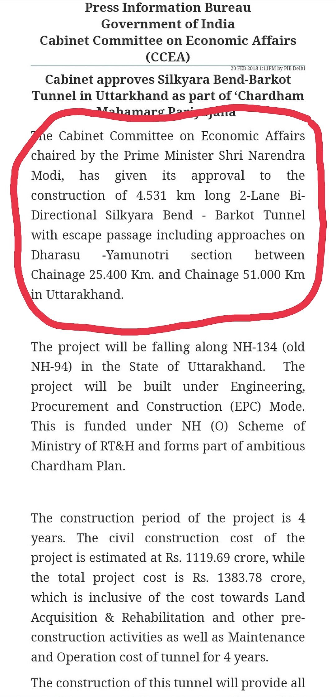 Was a two-lane option for Silkyara tunnel proposed, approved but discarded?