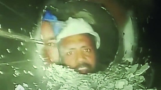 Workers trapped in the collapsed Silkyara tunnel seen with the help of  an endoscopic camera (photo: National Herald archives)