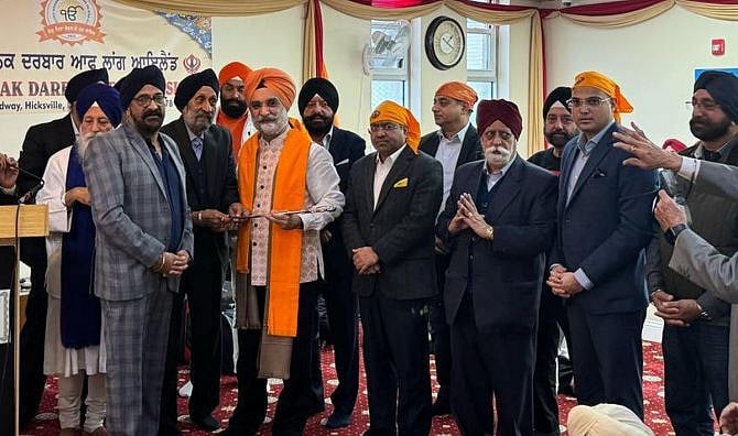 India's Ambassador to the US, Taranjit Singh Sandhu at a gurudwara in Long Island in New York (Photo: @SandhuTaranjit/X)