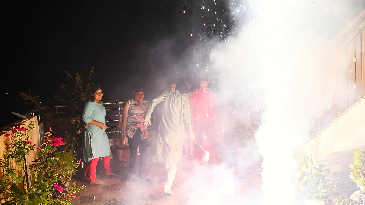 Crackers burst until late at night on Diwali this year, and the sulphuric fumes even lingered indoors in some places (photo: Getty Images)