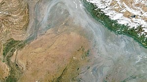 Satellite imagery released by NASA exposing the alarming spread of toxic smoke enveloping Delhi (photo: IANS)