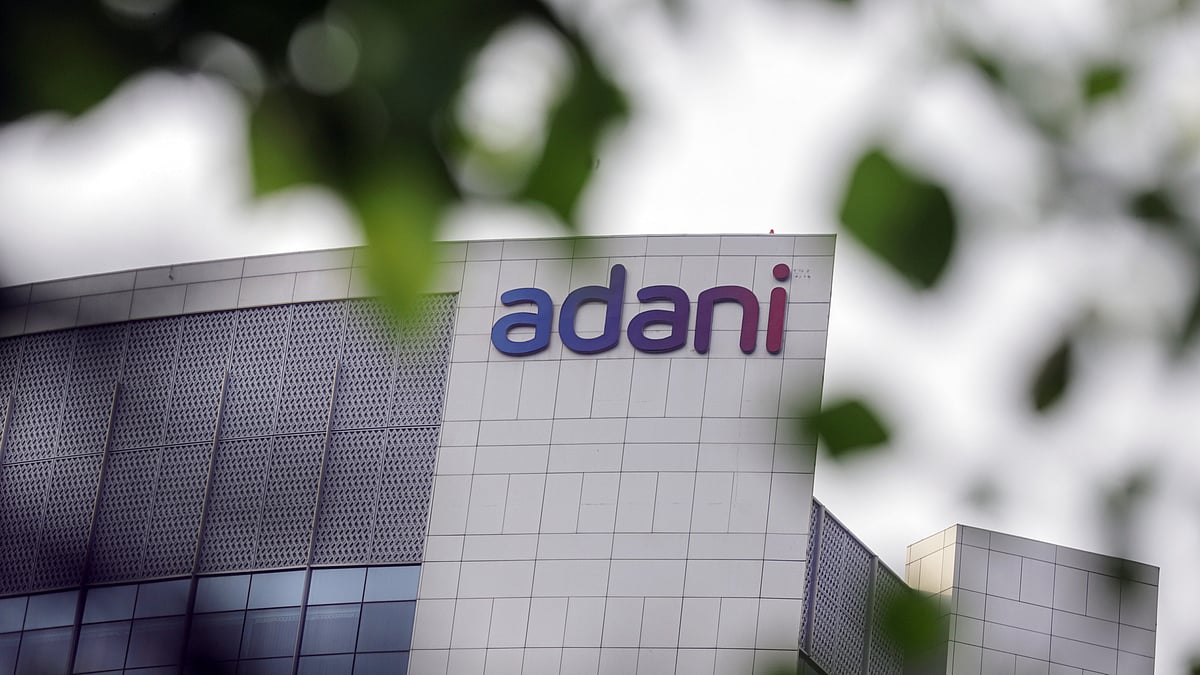 Signage atop the Adani Group headquarters in Ahmedabad, India (Photo: Dhiraj Singh/Bloomberg via Getty Images)