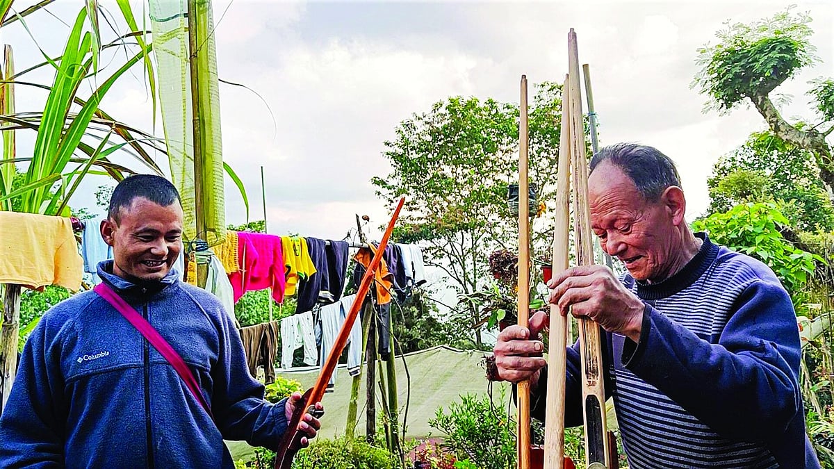 Father and son display traditional and latest models