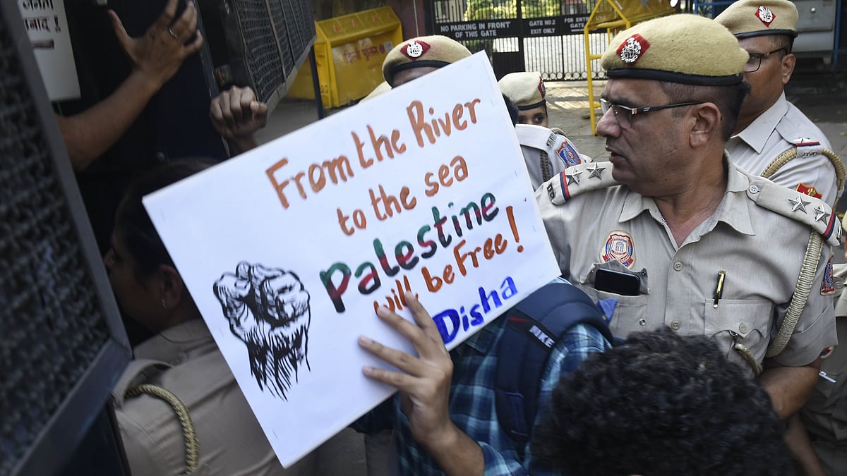 A similar demonstration took place in the month of October, where protesters gathered in New Delhi expressing solidarity with Palestine  (Photo: Imtiyaz Khan/Anadolu via Getty Images)