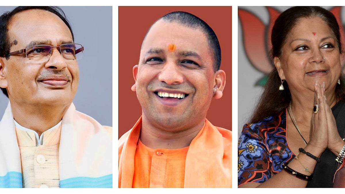 (From left): The trifecta of Shivraj Singh Chouhan, Yogi Adityanath and Vasundhara Raje ought to make the BJP top leadership uneasy