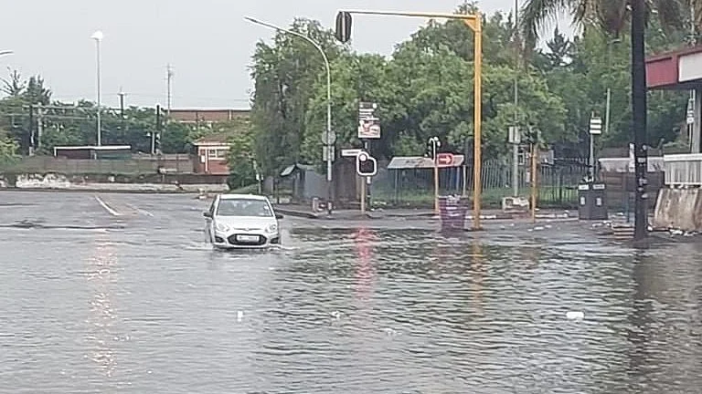Flash floods hit the vicinity of the city of Ladysmith in eastern South Africa, leaving at least 11 missing. (photo: @kzngov/X)