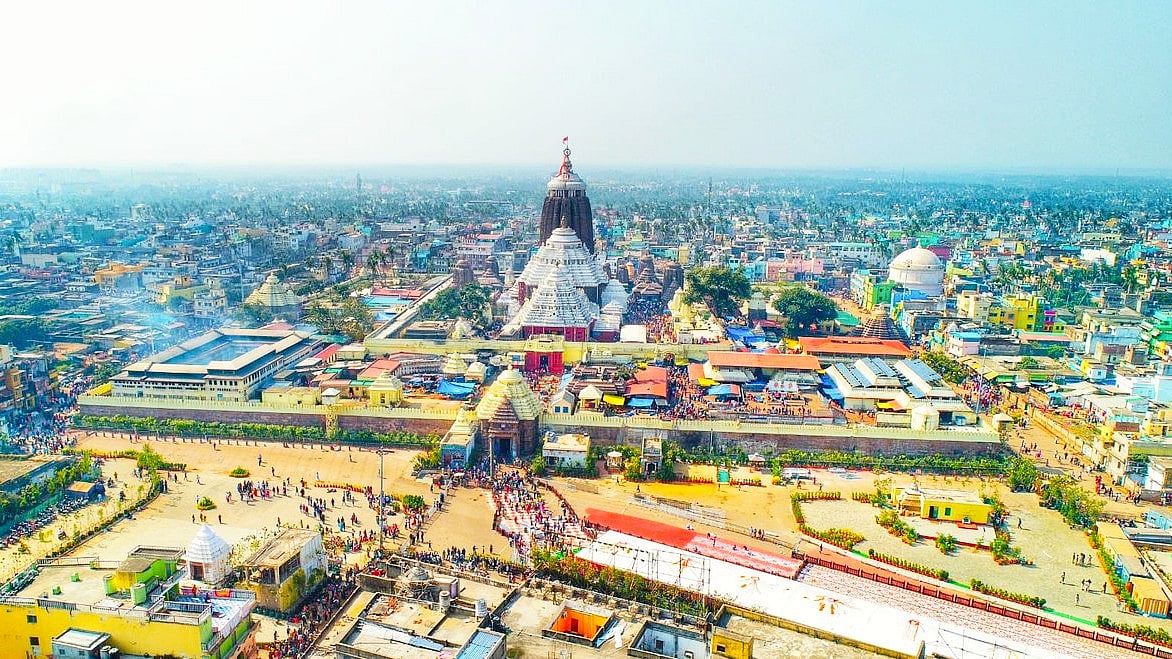 A bird's eye view of the Puri Jagannath temple complex (photo: @Naveen_Odisha/X)