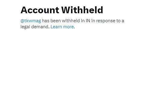Screenshot of the deactivated X page of The Kashmir Walla