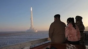 The ICBM reportedly flew 1,002.3 km, reaching a maximum altitude of 6,518.2 km before hitting the East Sea (photo: IANS)