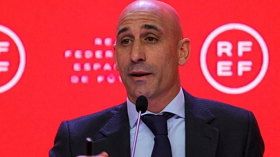 England FA chair Debbie Hewitt had accused Rubiales (pictured) of ‘inappropriate’ conduct with English players too after the Spain-England final in New Zealand. (photo: @Centregoals/X)