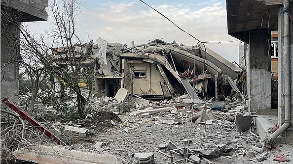 Homes reduced to rubble by Israeli airstrikes on Gaza city