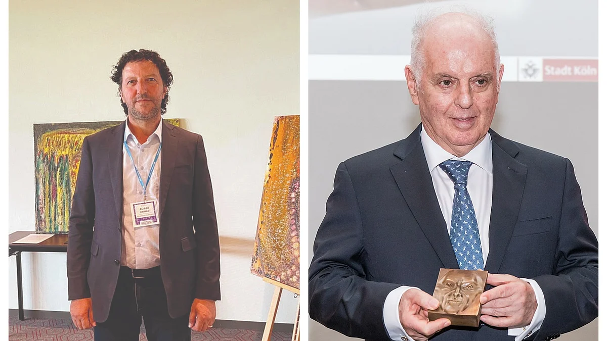 Ali Abu Awwad; (right) Daniel Barenboim