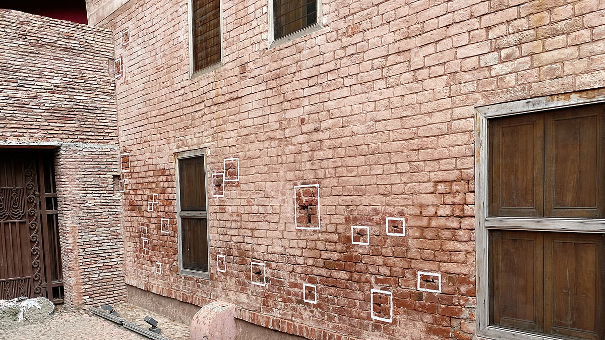 Bullet marks preserved from the Jallianwala Bagh massacre of 1919