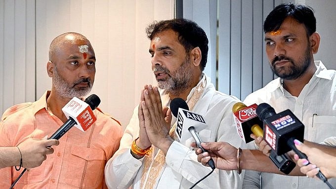 A major plank for Sanjay Singh (centre) in getting the UWW suspension lifted was that the world body was ‘satisfied’ with the electoral process (photo: @rwac48/X)