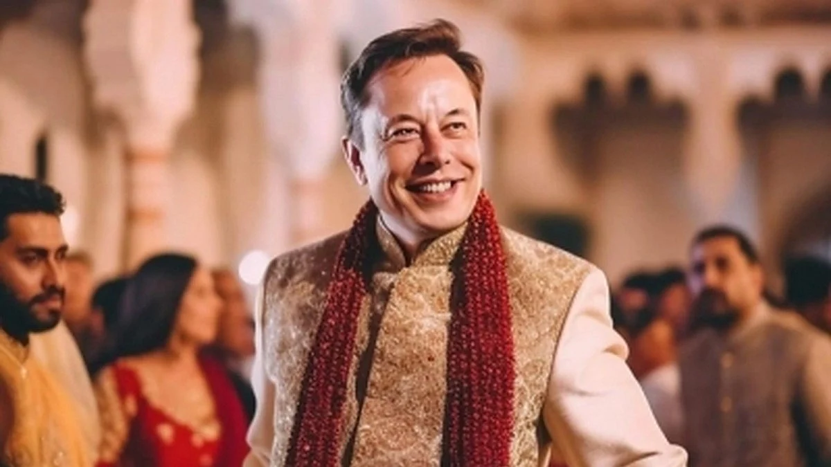 Social media loved Elon Musk's 'Indian groom' AI avatar in 2023, but are we about to see the real thing in 2024 as the Tesla CEO drops into Gujarat to seal the deal on an Indian EV plant? (photo: IANS)