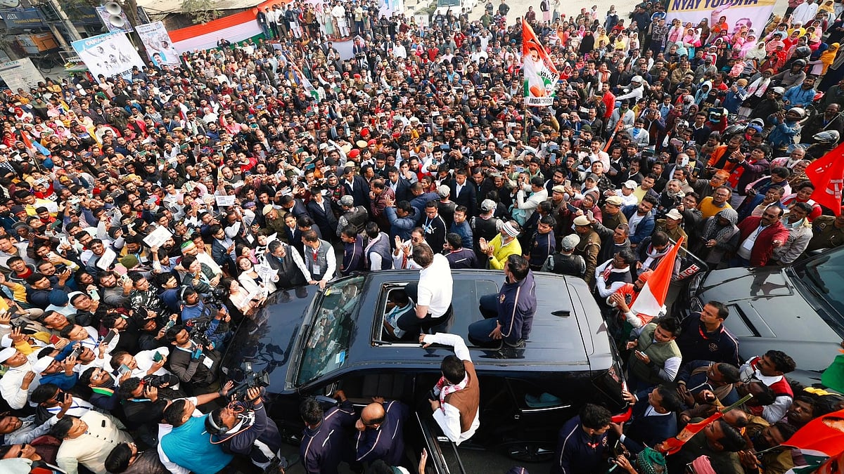 A glimpse of a Bharat Jodo Nyay Yatra gathering in Assam (photo: @bharatjodo/X)