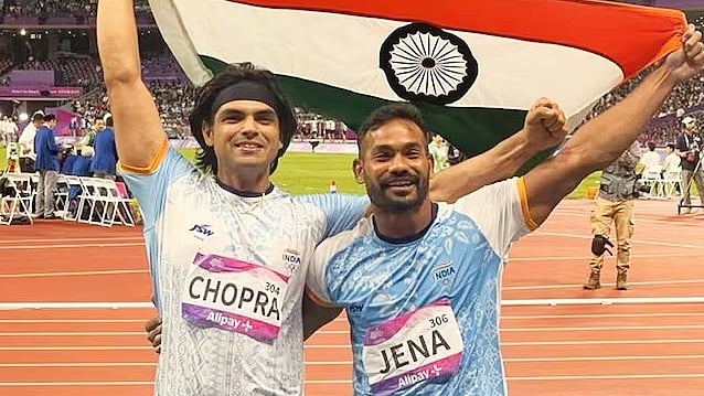 Neeraj Chopra (left) and Kishore Jena (photo: social media)