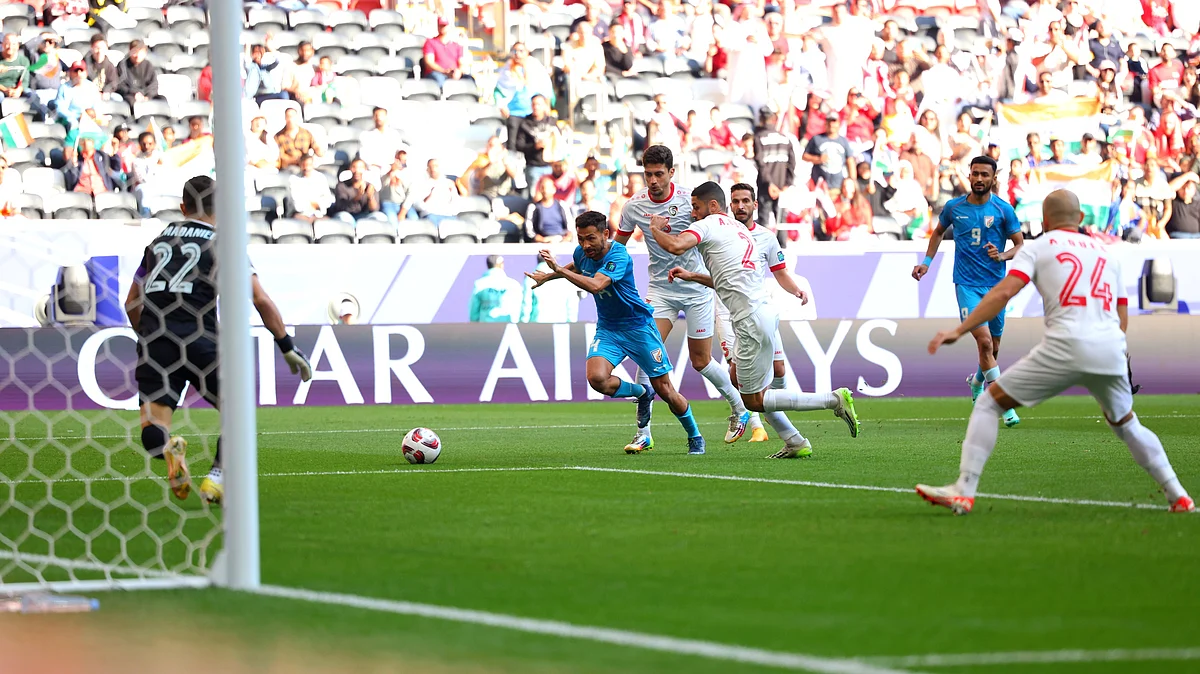 Action during the AFC Asian Cup India-Syria match on 23 January