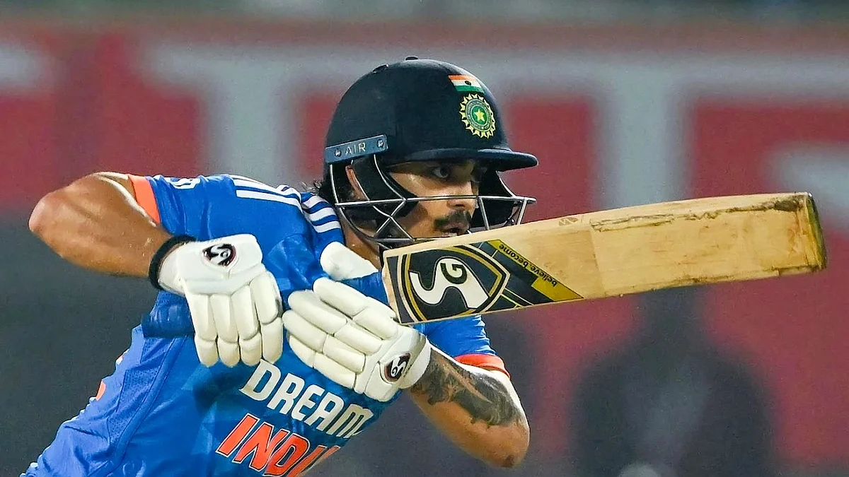 Ishan Kishan in action in the T20 against Australia in Vishakapatnam in November 2023 (photo: National Herald archives)