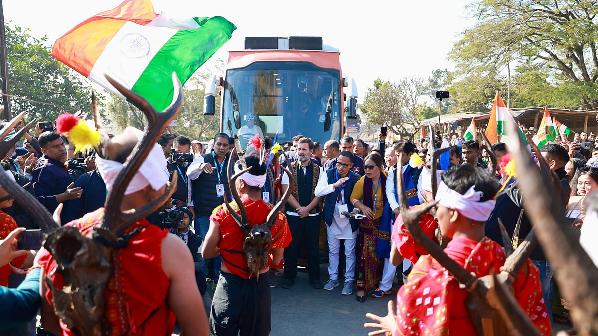 As the Bharat Jodo Nyay Yatra proceeded through Manipur to arrive in Senapati on day 2, Rahul Gandhi was met by delegations of various local communities (photo: @INCIndia/X)