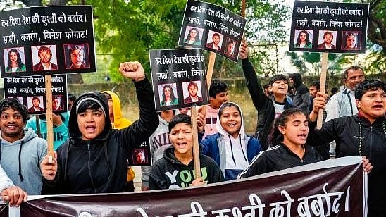 Snapshot from the Jantar Mantar wrestlers' protest (photo: social media)