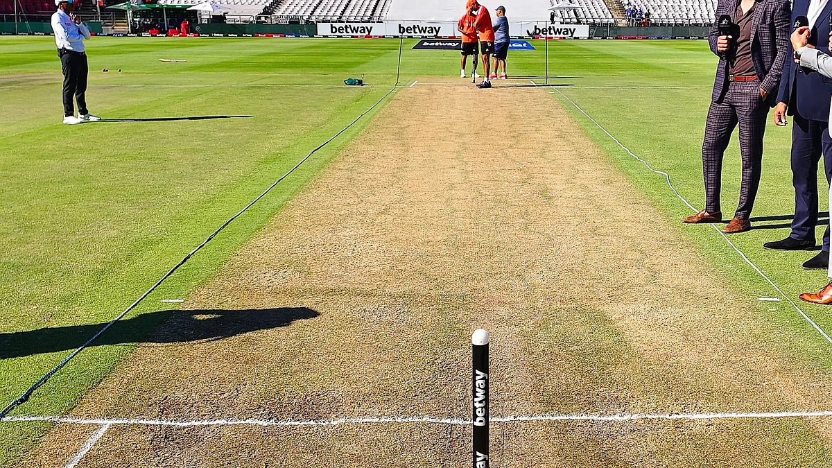 The Newlands track on which 23 wickets fell on the first day of the second India-South Africa Test (photo: @BCCI/X)