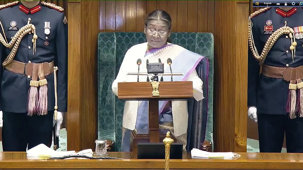 President Murmu in Parliament (video screengrab)
