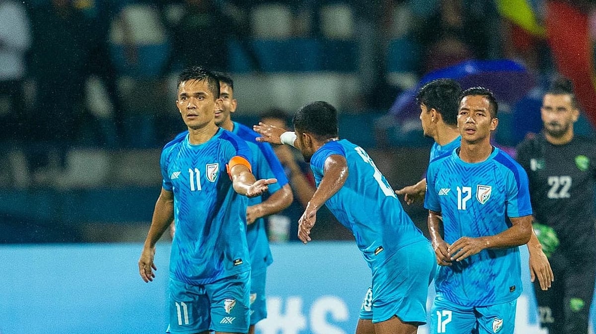 Indian football captain Sunil Chhetri (pictured) and goalkeeper Gurpreet Singh Sandhu are set to make their third appearance in the upcoming Asian Cup finals in Doha.  (photo: AIFF)